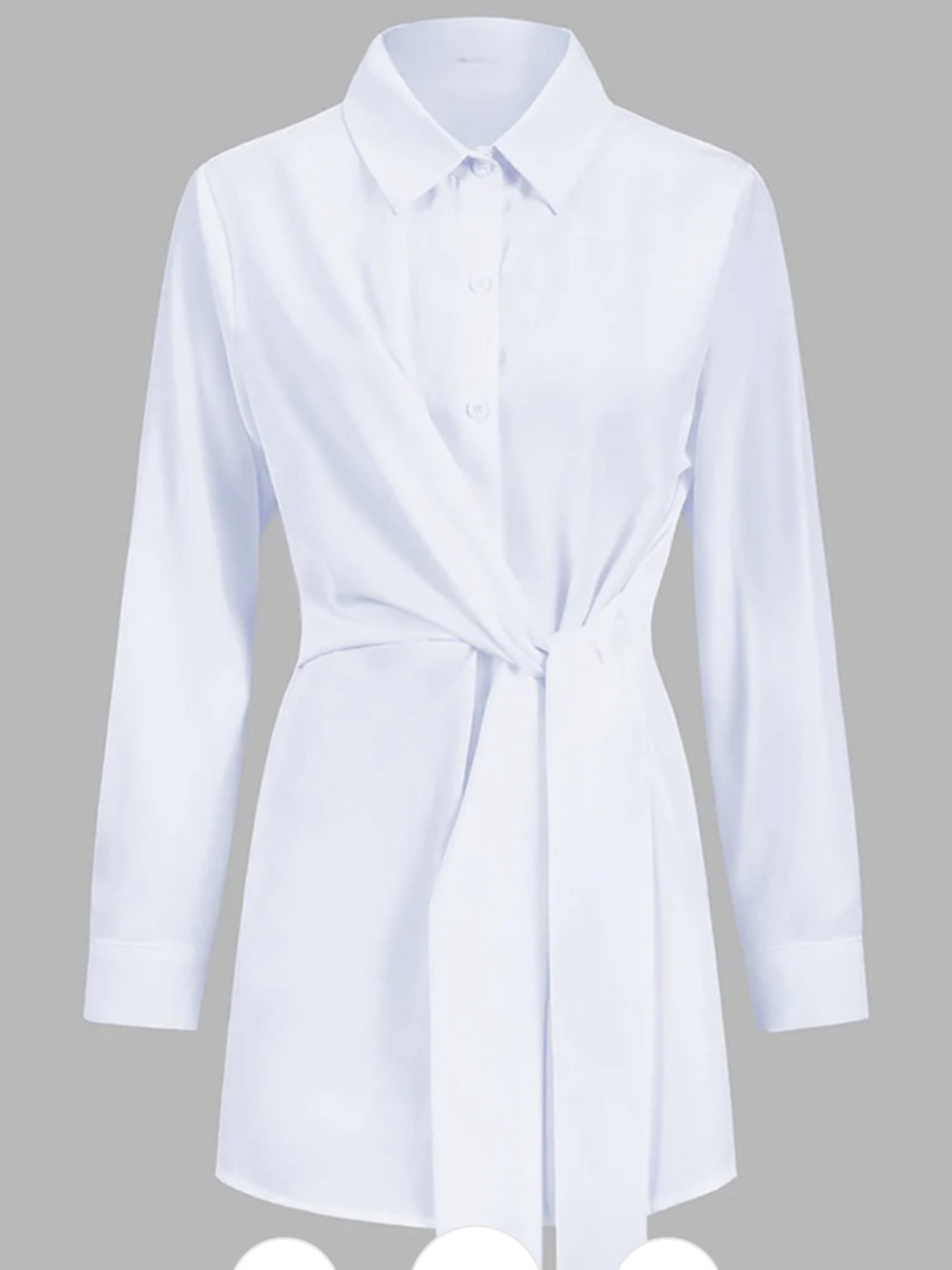 White Tie-Waist Button Front Shirt - Picture 2 of 6